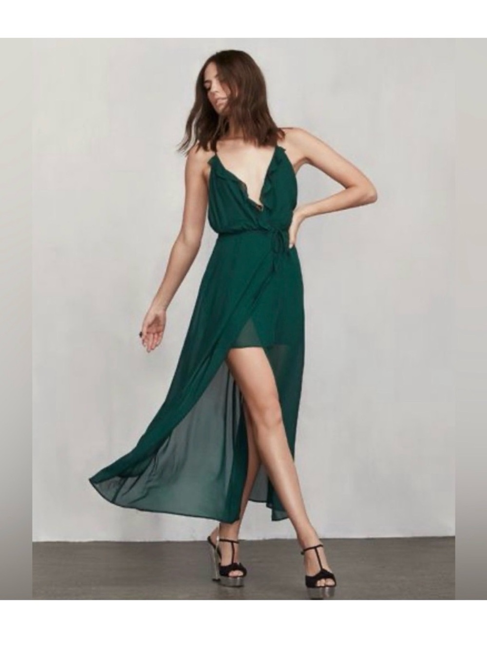 Reformation Hayworth Dress in Dark Green XS